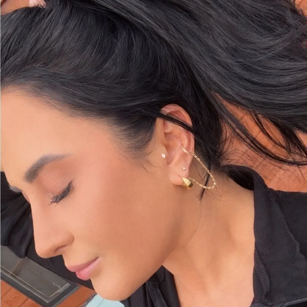 Gold chain earring cuff